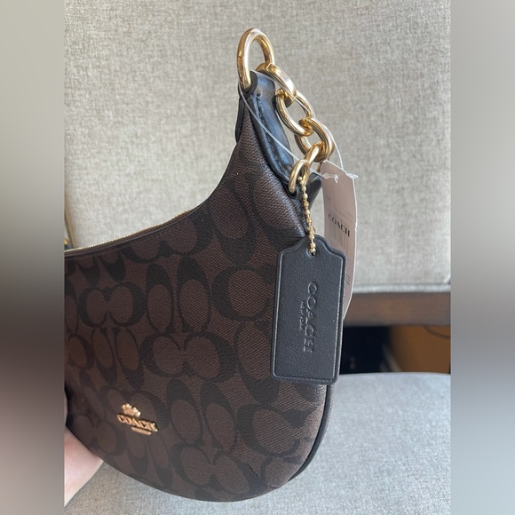 NWT!COACH PAYTON HOBO IN SIGNATURE CANVAS(COACH CE620)GOLD/BROWN BLACK - Picture 3 of 10